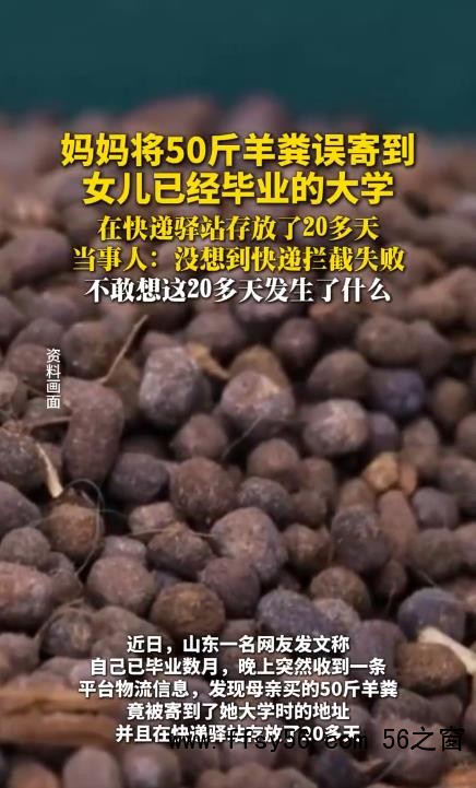 女子将50斤羊粪寄到女儿已毕业大学